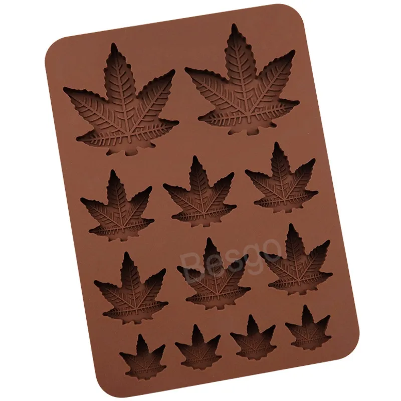 12 Grid Silicone Maple Leaf Mould Leaves Chocolate Mold Dessert Ice Cube Molds Cake Candy DIY Molds Kitchen Baking Moulds BH7005 TYJ