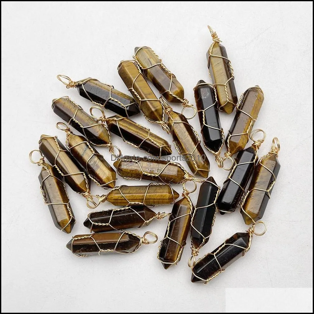 natural stone charms tiger eye pendulum necklace pendant for jewelry making charm accessories