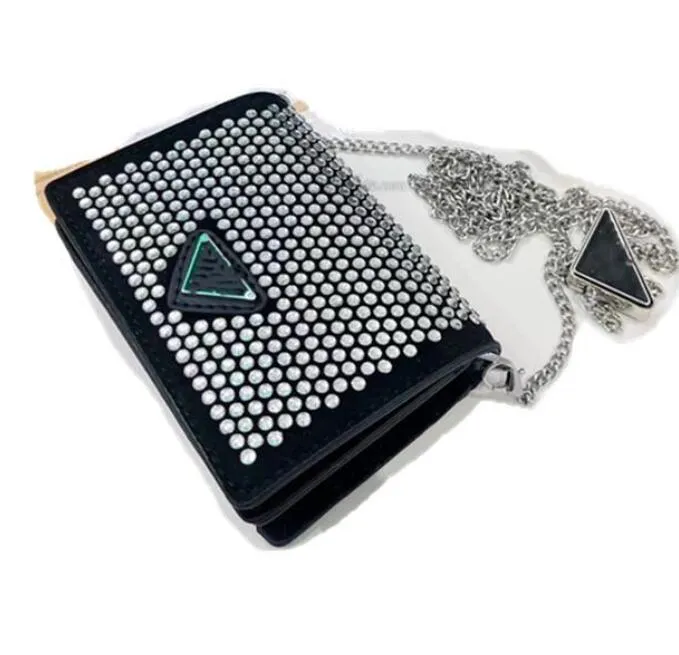 Kinderen Driehoek Rhinestone Handtas Meisjes Metalen Ketting Crossbody Tassen Kinderen Bling Eén schoudertas