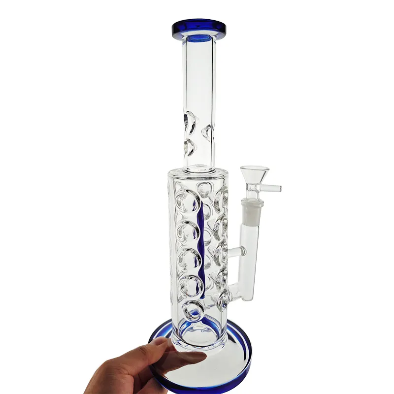 Unique Straight Tube Hookahs Inline Perc Glass Water Bong Ice Pinch Fab Egg Style Rigs Dab Oil Bongs Water Pipes 14mm Female Joint Hookah with Bowl WP2161