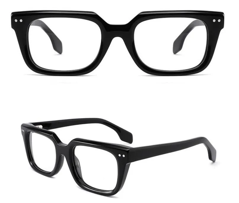 Occhiali da vista da uomo con montatura per occhiali spessi di marca Occhiali da vista quadrati moda vintage per occhiali da vista miopia fatti a mano con custodia