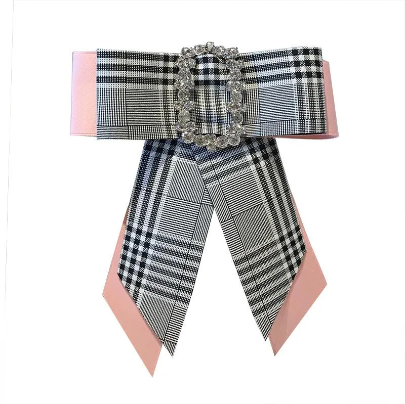 Pins, Brooches Fashion Fabric Bow Crystal Ribbon Bowknot Necktie Korean College Style Shirt Collar Pins For Women Accessories
