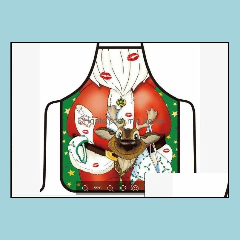 Cooking Kitchen Apron Christmas Sexy Funny Dinner Party Baking Apron BBQ Polyester Apron For Woman Men Cartoon Home Kitchen Tools