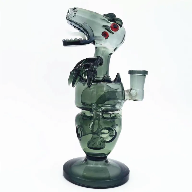 Glass Dino Water Bong Cute Dab Rig Fabegg Hookah 14.4mm Female Joint Bubbler Recycler Pipe Craftbong