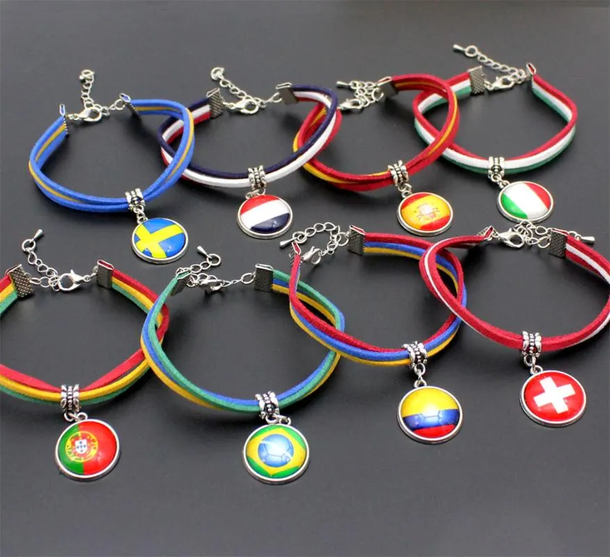 Очарование браслетов мод национальный флаг футбол браслет чемпионата мира для женщин мужские ювелирные украшения подарки подарки подарки подарки