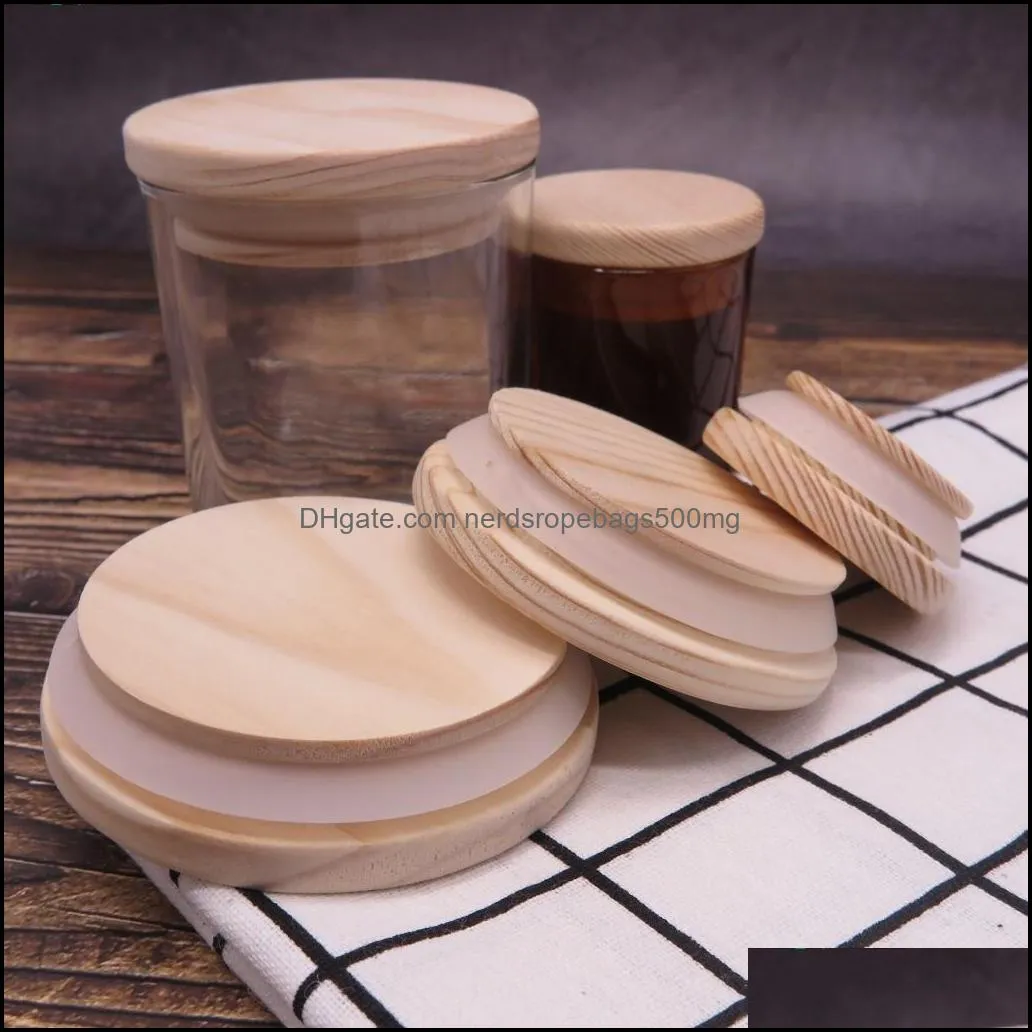 Wooden Mason Jar Lids 8 Sizes Environmental Reusable Wood Bottle Caps With Silicone Ring Glass Bottle Sealing Cover Dust Cover 277 N2