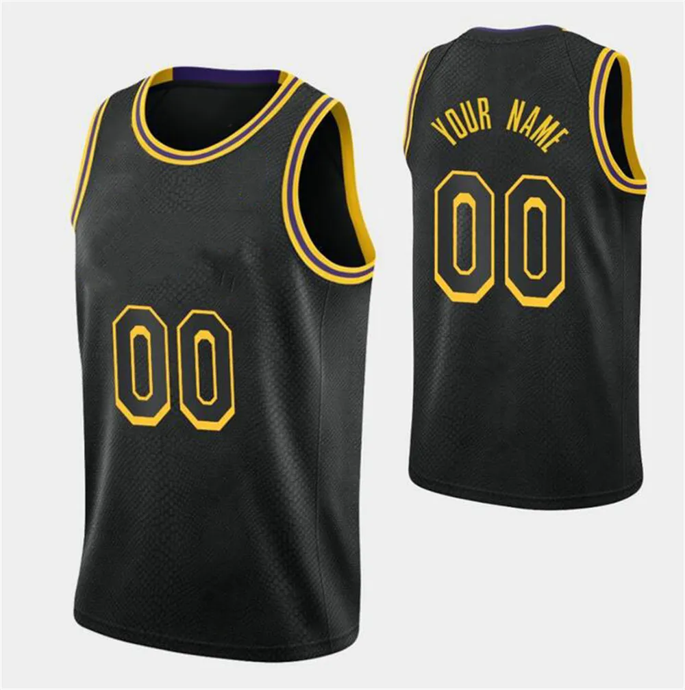 Gedrukt Los Angeles Custom DIY Design Basketbal Jerseys Customization Team Uniformen Print Gepersonaliseerde Any Name Number Mens Dames Kids Youth Boys Black Jersey