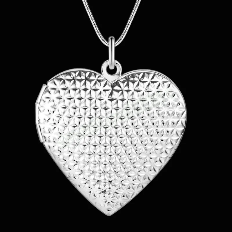 925 Silver Necklace Charms Heart photo frame Pendant For Women Fashion party wedding accessories Jewelry