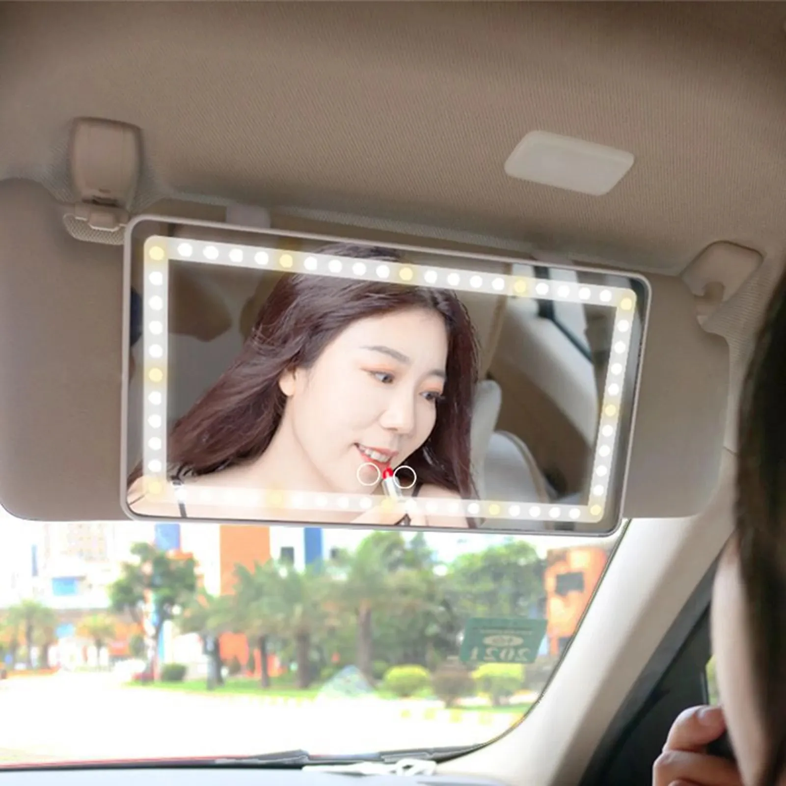 Car Vanity Mirror Auto Makeup Mirror With LED Light... 