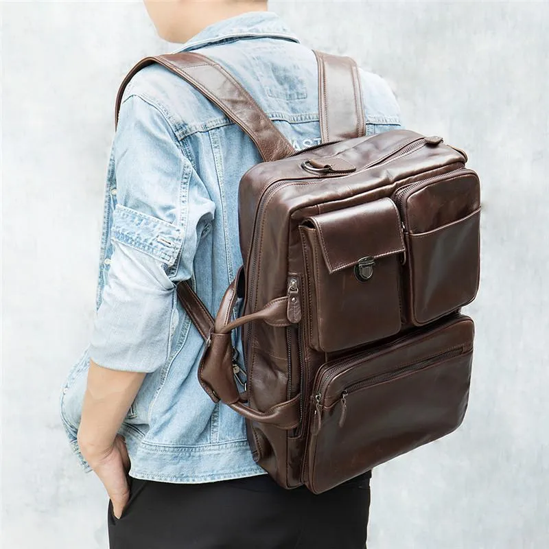 Duffel Bags Fashion Multi-Function Full Grain Genuine Leather Travel Bag Men's Luggage Duffle Large Tote Weekend BagDuffel