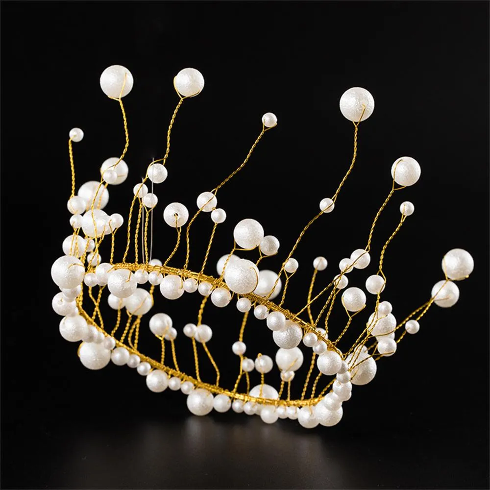 Wholesale Party Decoration Crown Cake Topper Birthday Pearl Tiara Wedding Baby Shower KD
