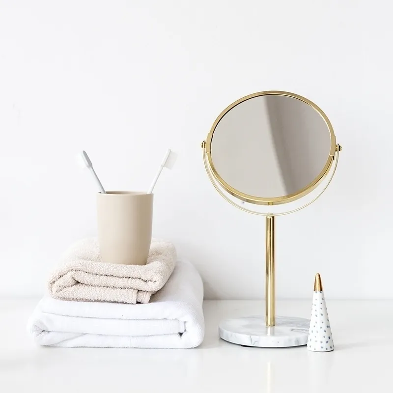 Miroir de maquillage moderne en marbre, dessus de table cosmétique rond pour s'habiller, bureau à domicile, décor spécial Y200114