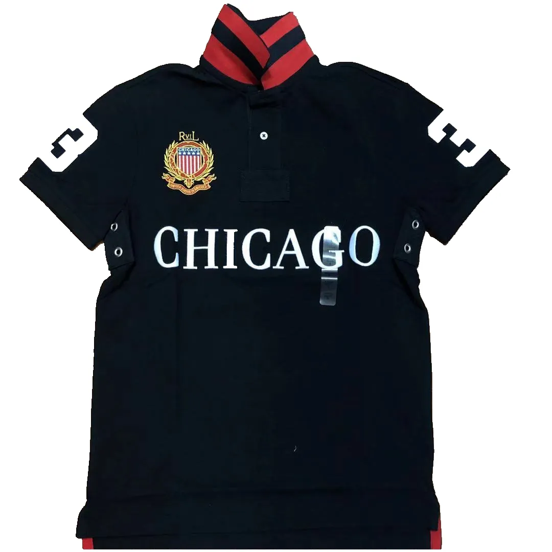 Polos pour hommes à la mode insigne de nom de ville Chicago chemise à manches courtes T-Shirt pour hommes