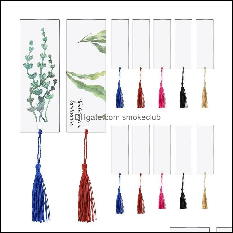 Bookmark 40 PCS Acrylic Blank Clear DIY Unfinished Mini Book Markers With Colorful Tassels For Craft Ornaments