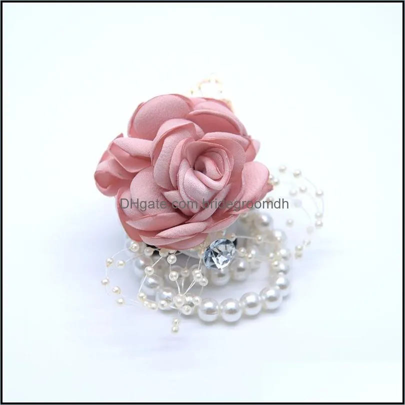 Corsage Wedding Bridesmaid Bracelet fleur Foam Roses Boutonniere Bridal Sister Girl Bracelets Party Prom Decoration