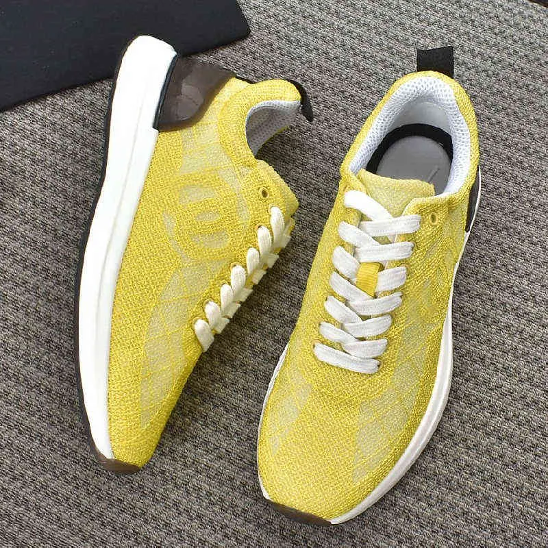 Spring Women Sneakers Ladies Lace Up Female Chuncky Fashion Solid Colors Casual Patchwork Flats New Yellow Vulcanize Shoes Y220421