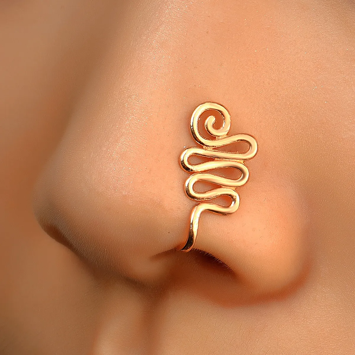 16 Styles Small Copper Fake Nose Rings For Women Non Piercing Gold