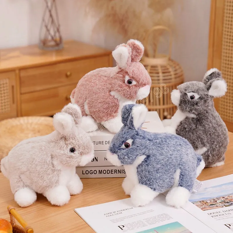 23 cm mignon lapin moelleux jouets en peluche réaliste Animal en peluche poupée pour enfants enfants doux oreiller beau cadeau d'anniversaire