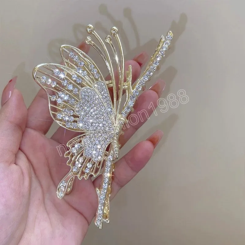 Fashion Hair Claw Grace Butterfly Hair Clip Donna Strass Luxury Squisito Accessori per capelli a forcina Copricapo