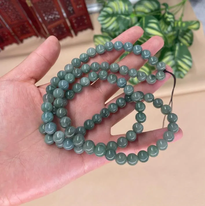 Zincirler Doğal Emerald 6-8mm Boncuklar Kolye Yeşim Kolye Kazak Zinciri Takı Mücevher Moda El Oyunculu Erkek Kadın Şans Amuletchains