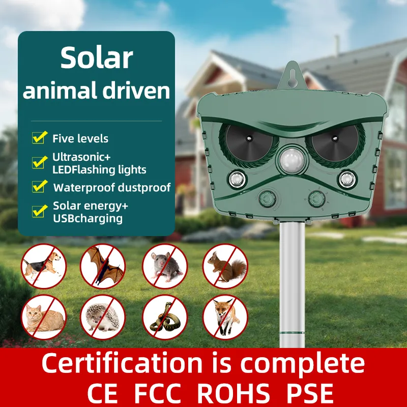 Gadgets Solar Animal Insect Repellr With PIR Motion Sensor Rechargeable Multifunctional Fox Dog Insect Repeller For Garden Pest Control