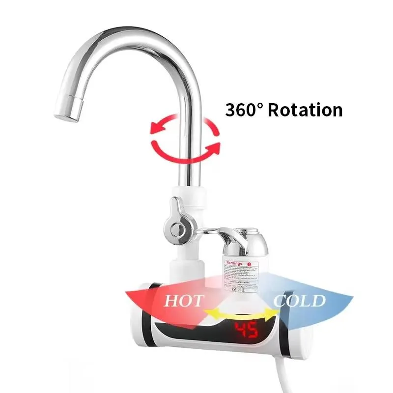 Robinet chauffe-eau électrique instantané sans réservoir, 3000W, prise ue,  affichage numérique, pour la cuisine et la salle de bain, eau chaude, pour  la douche, 220V