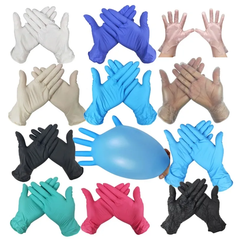 50pcs/set Disposable Latex Rubber Gloves Household Cleaning Gloves Home Experiment Catering Gloves Universal Left and Right Hand 201022