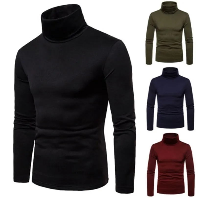 Maglioni da uomo inverno autunno dolcevita manica lunga tinta unita pullover in maglia elasticizzata top basic slim fit moda maglione da uomo 220813