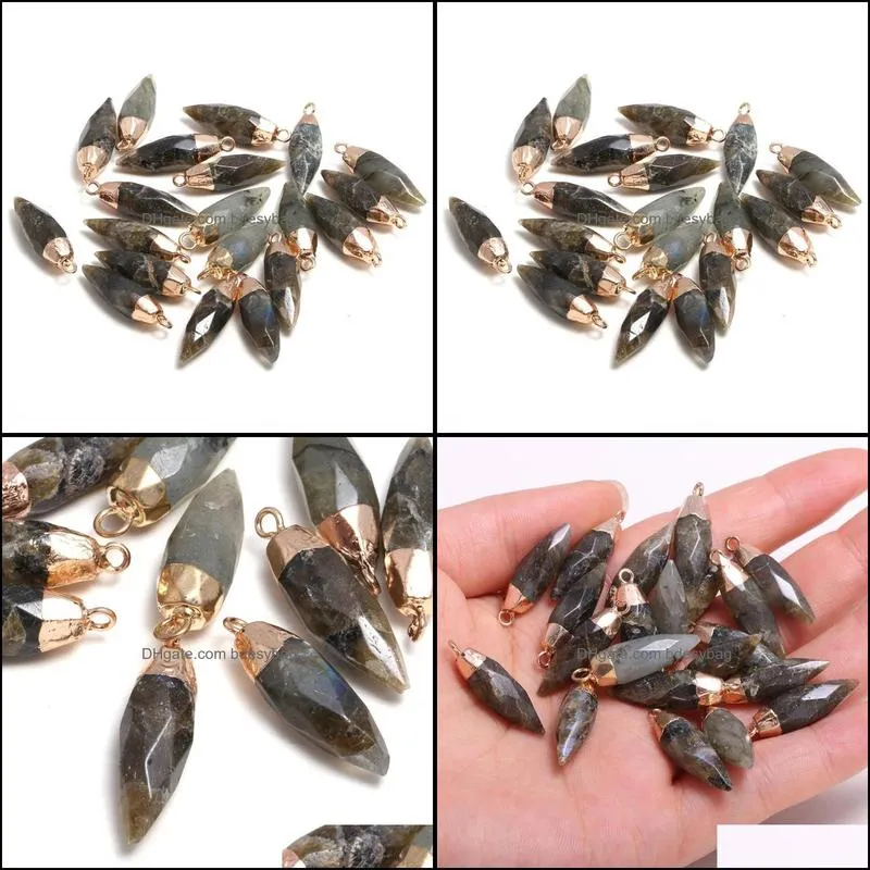 charms natural stone pendants reiki heal cone shape flash labradorite pendulum crystal for jewelry making necklace earringscharms