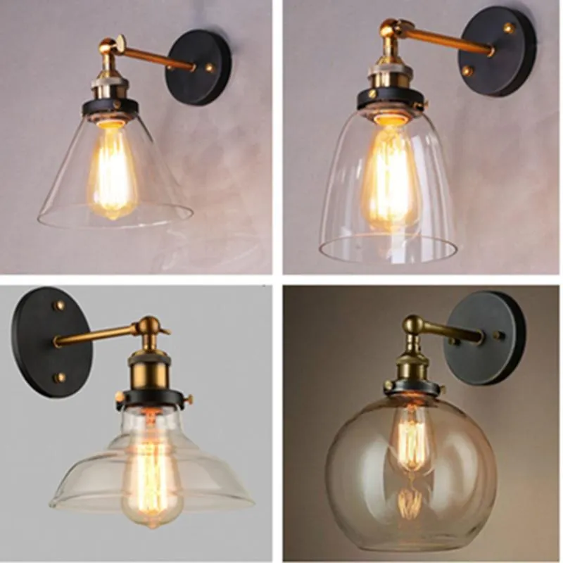 Wall Lamp Industrail LED Lamps Bar Restaurant Cafe Light Fixtures Glass Indoor Lighting Vintage Style Sconce Hallway LightsWall