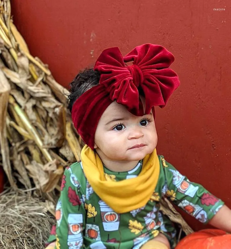 Accessoires pour cheveux, bandeau à grands nœuds, bandes élastiques en tissu velours, Turban pour enfants, couvre-chef à nœud papillon, bricolage pour filles, à la mode