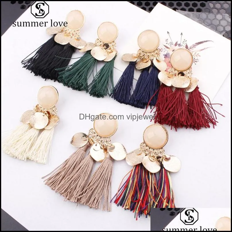 Baumeln Kronleuchter Ohrringe Schmuck Neue Ankunft Böhmen Frauen Quaste Boho Gold Pailletten Anhänger Stud Für Wom Dh2Mk