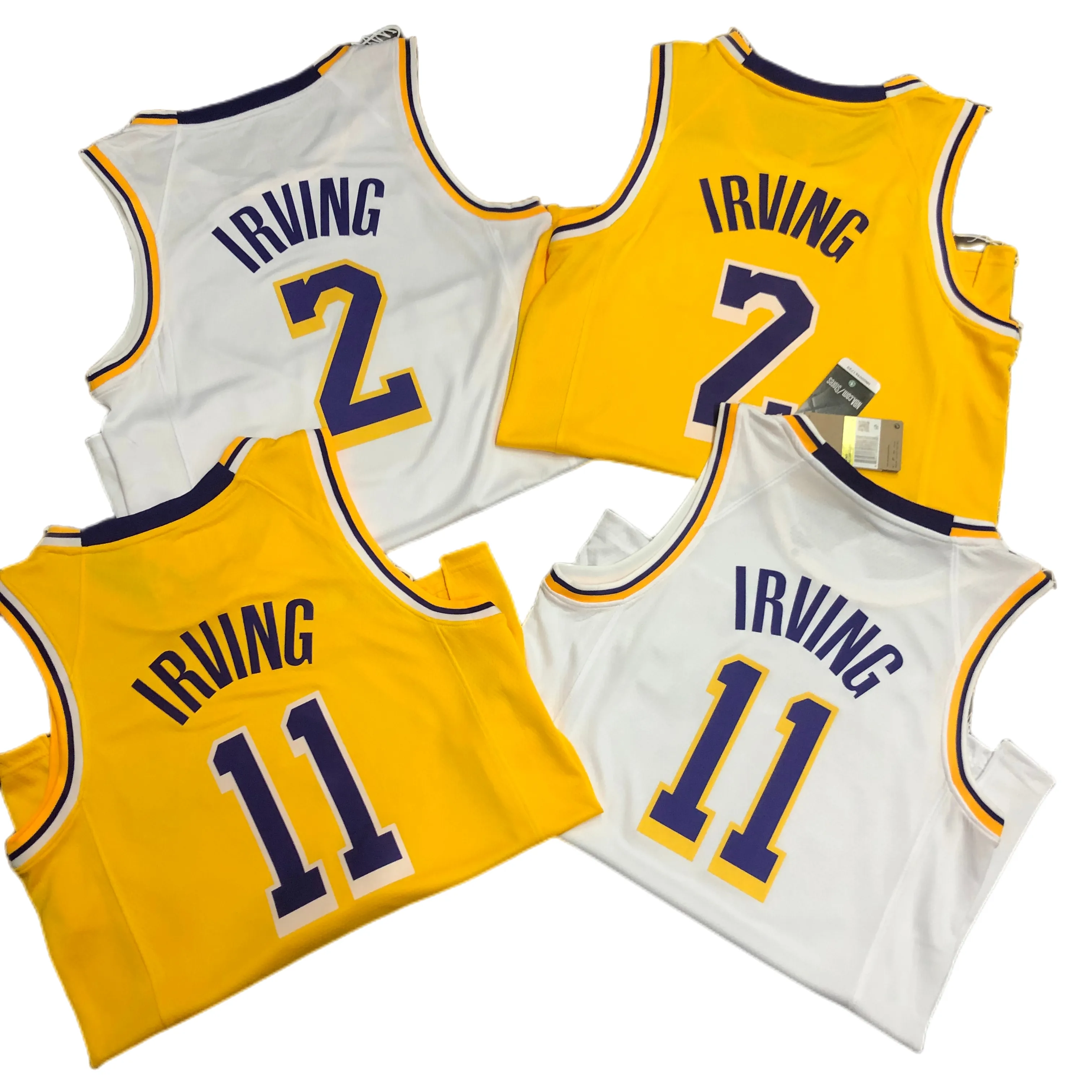 Printed Basketball Jerseys #2 #11 Irving Jersey White YellowJersey Mens