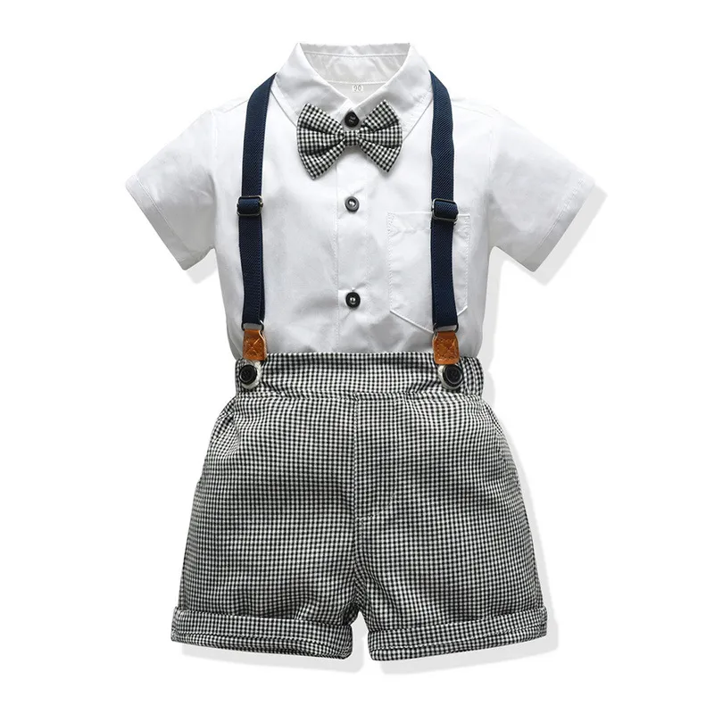 Мода лето детская одежда для мальчиков для мальчика джентльмен 2pcs одежда костюма для свадьбы и вечеринки