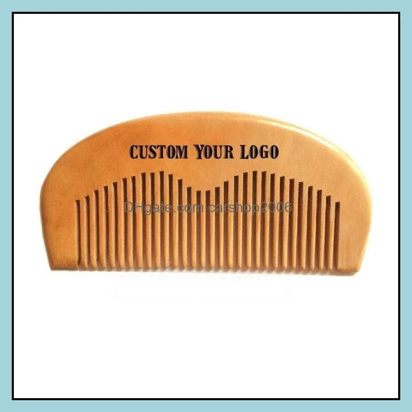moq 50pcs custom your logo wooden hair comb beard comb premium pear wood hair brush amazon hot sale customized barber comb pocket