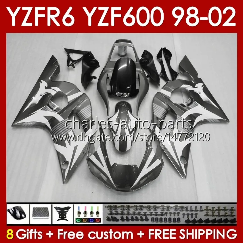 Yamaha YZF-600 YZF R6 R 6 600CC YZFR6 1998 1999 00 01 02 차체 145NO.214 YZF 600 CC COWLING YZF-R6 98-02 YZF600 98 99 2000 2001 2002 페어링 키트 회색 공백