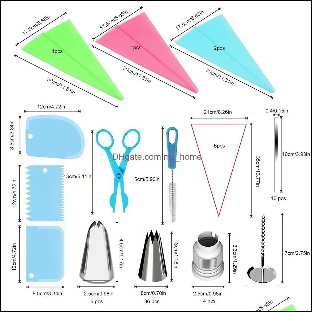 72pcs Cake Decorating Supplies Sets with Icing Tips, Pastry Bags, Icing Smoother, Piping Nozzles Coupler DIY Baking Pastry Tools