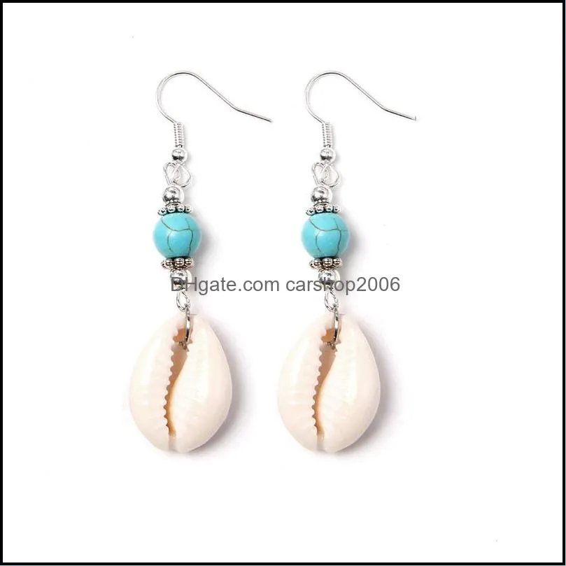 shell cowrie earrings natural stone beads drop earring fashion seashell statement eardrop danglers women summer jewelry gifts