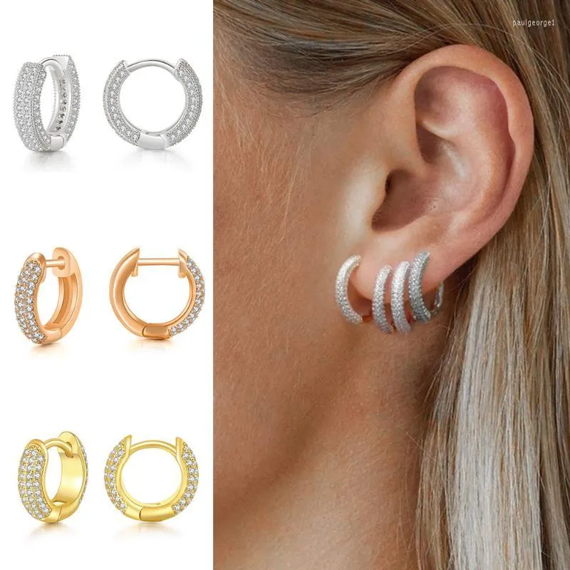 Hoop & Huggie Iced Out Zircon Earring For Women Hiphop Piercing Earlobe Accessories On Ear Dainty Fashion Jewelry Gift Wholesale OHE027Hoop