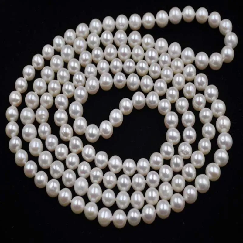 Chaînes Collier noué à la main Naturel 8 mm Chaîne de perles de coquille blanche ronde 50 poucesChaînes