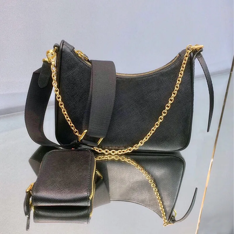 Echt lederen handtas hobo crossbody tas schoudertas voor vrouwen mode tassen dame kettingen handtassen koeienhuid hobo ketting portemonnee messenger bag