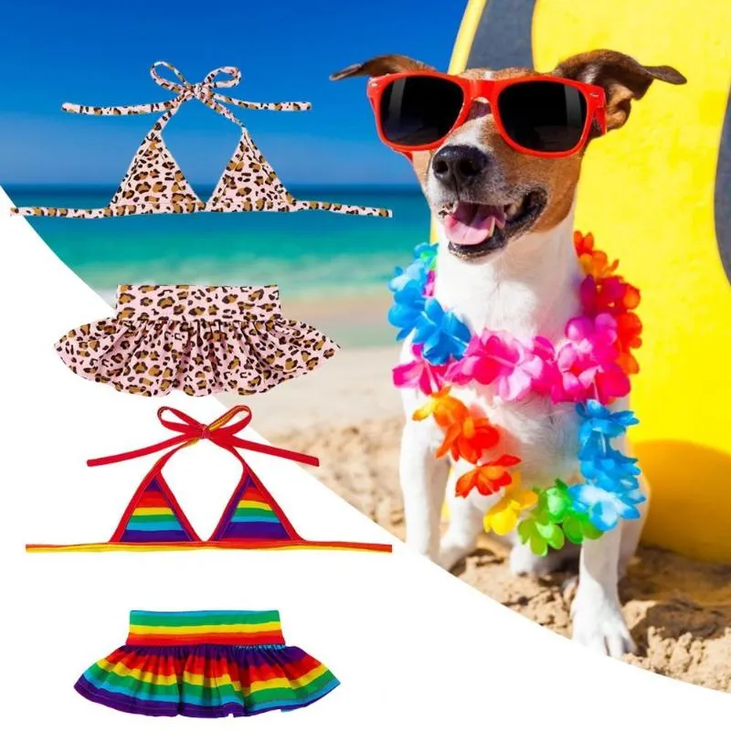 Dog Apparel Washable 2Pcs/Set Casual Adjustable Strap Sleeveless Pet Swimwear Colorful Hard-wearing For OutdoorDog