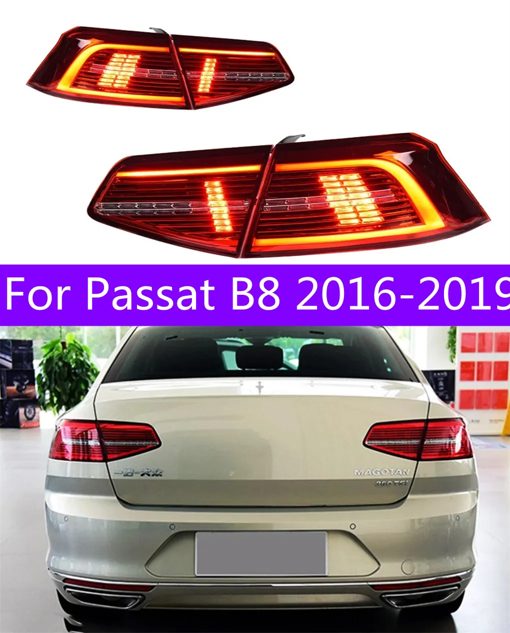 Auto-Rücklicht für 16–19 Passat B8 Originaltyp Rückleuchten mit sequentiellem Blinker, keine Animation, Bremslichter