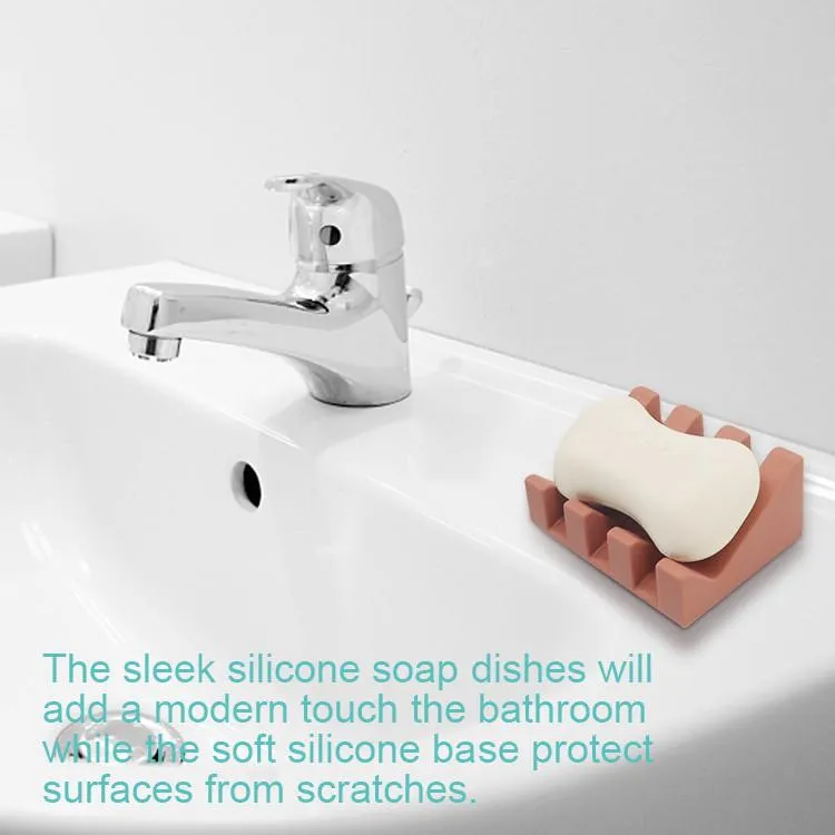 Silicone Soap Dish with Drain Soap Holder Self Draining Waterfall Drying Tray for Kitchen Shower Bathroom