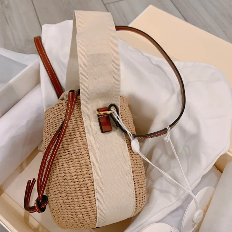 Fashion Basket Women Bucket Bag Straw Bags Handbag Tote Beach