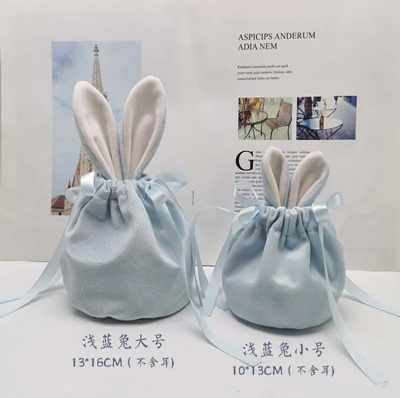 Cute Velvet Jewelry Gift Bags With Bunny Ear Jewellery Cosmetic Storage Crafts Packaging Pouches