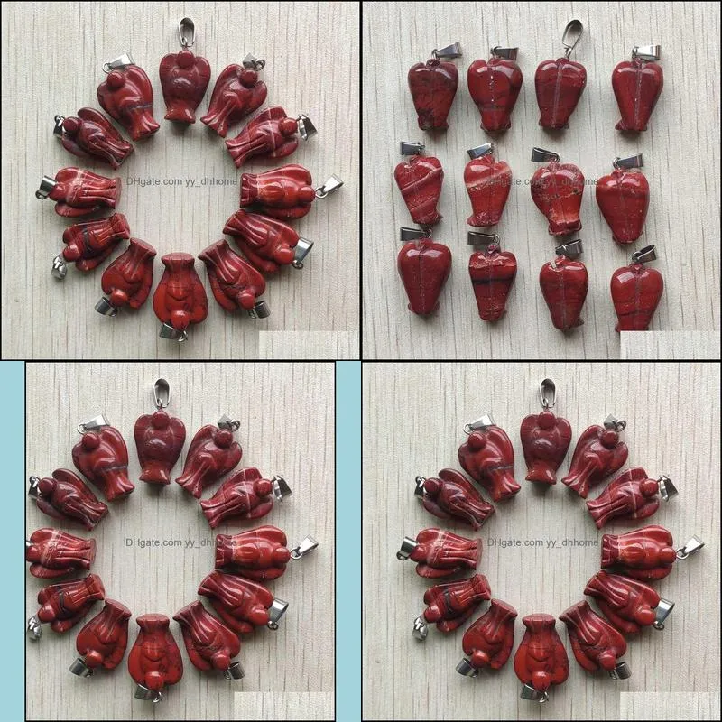 wholesale 50pcs/lot good quality carved natural rainbow stone angel charms pendants for necklace jewelry making