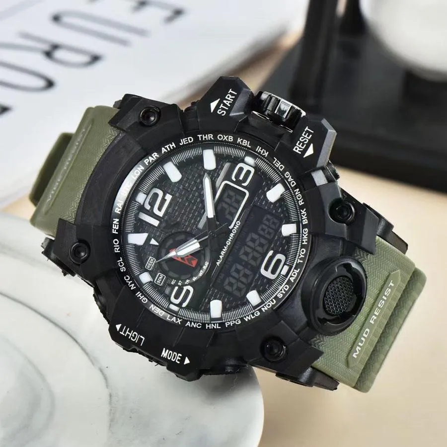 Brand Watches Men Boy Rubber strap LED Multifunction Waterproof wrist watch Shoc GA15
