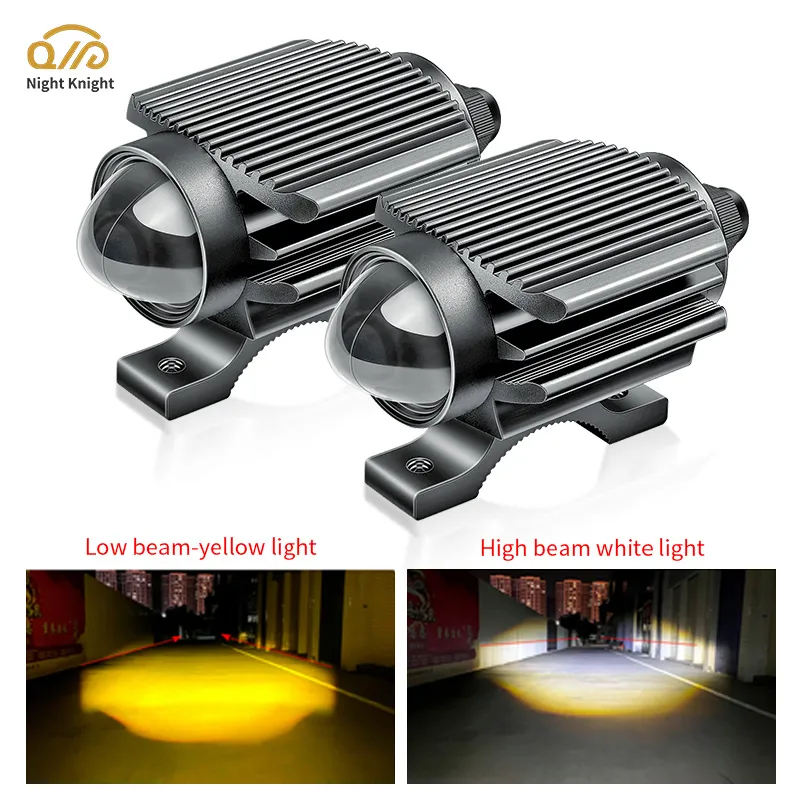 2Colors Auxiliary Spotlight Headlight Motorcykel LED Headlamp Spotlight Light Mini Projector Lens Bil ATV Driving Foglight