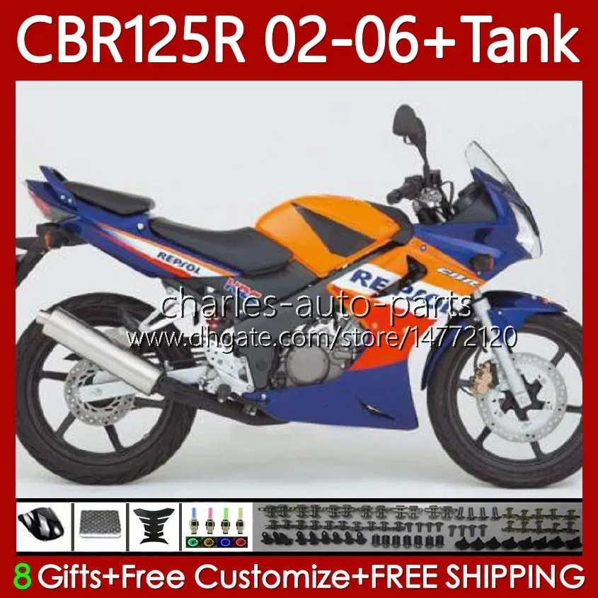 +Tank OEM Fairings For HONDA CBR 125R CBR 125 Hot Repsol R CC CBR125R 2002 2003 2004 2005 2006 Body 124No.81 CBR-125 CBR125RR 02-06 CBR-125R 125CC 02 03 04 05 06 Bodywork